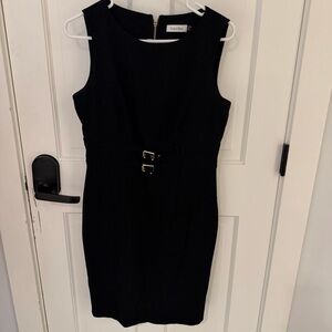 Calvin Klein Black Mini Dress with Gold Accents